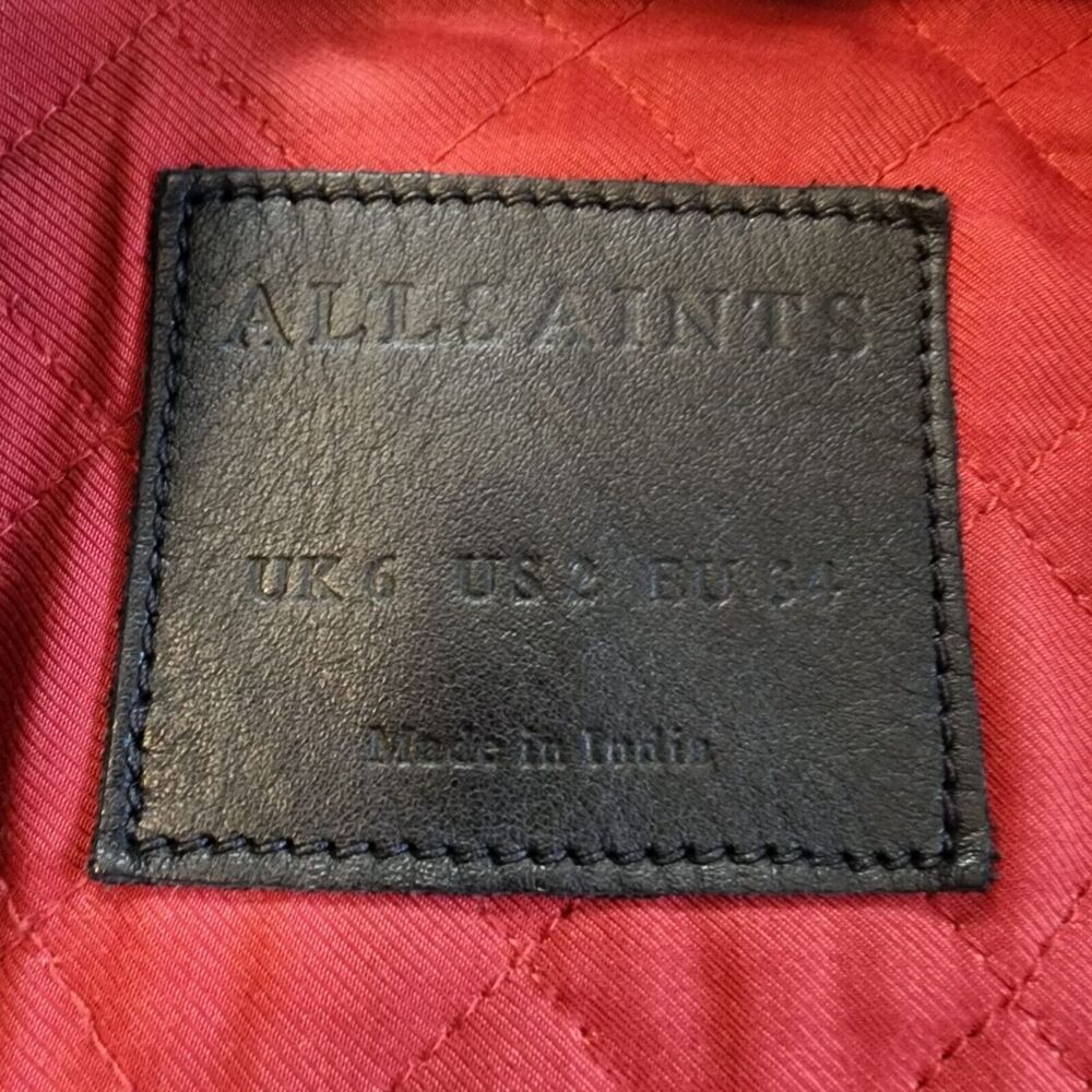 ALL SAINTS | RARE Gidley Leather Biker Jacket Sz 2 Black Studded Rocker Staple - Picture 9 of 13